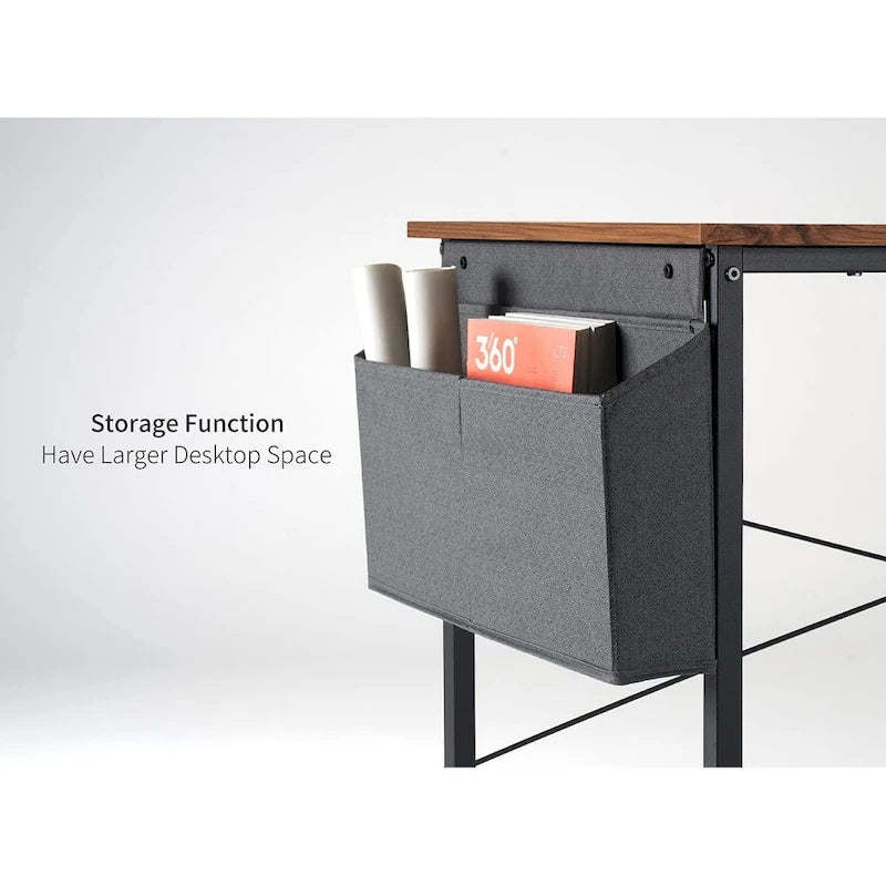Computer Desk with 2-Tier Shelves and Storage Bag