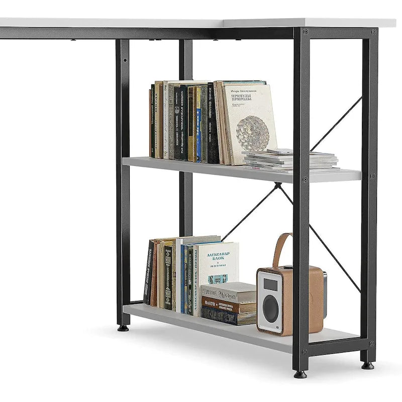 Computer Desk with 2-Tier Shelves and Storage Bag