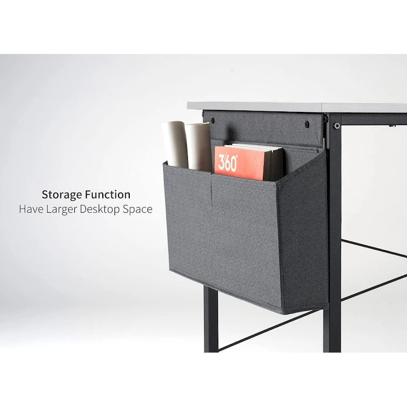Computer Desk with 2-Tier Shelves and Storage Bag