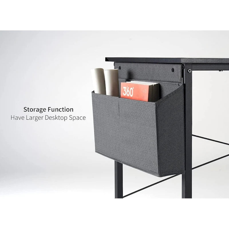 Computer Desk with 2-Tier Shelves and Storage Bag