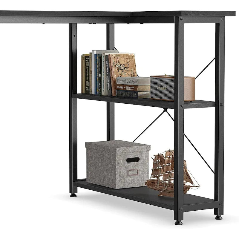 Computer Desk with 2-Tier Shelves and Storage Bag