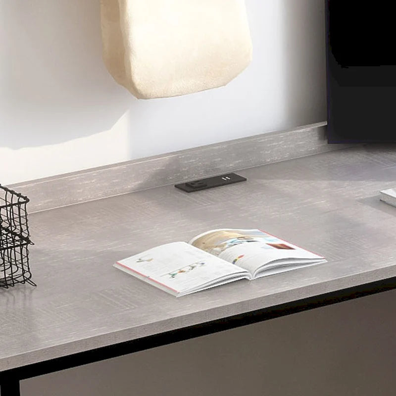 Industrial 59-inch Metal L-Shape Computer Desk with USB