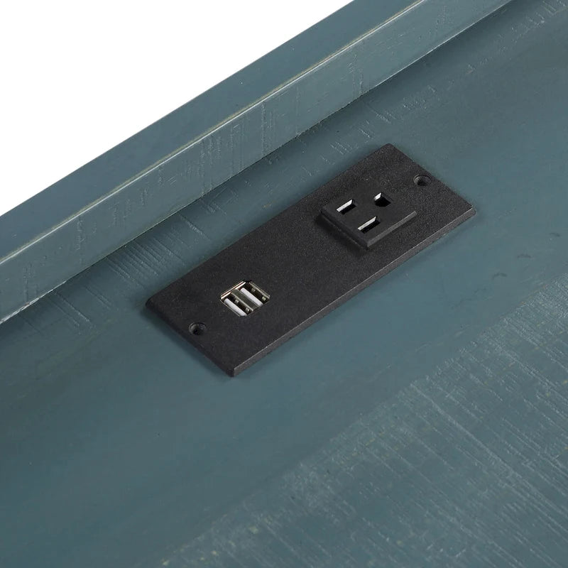 Industrial 59-inch Metal L-Shape Computer Desk with USB