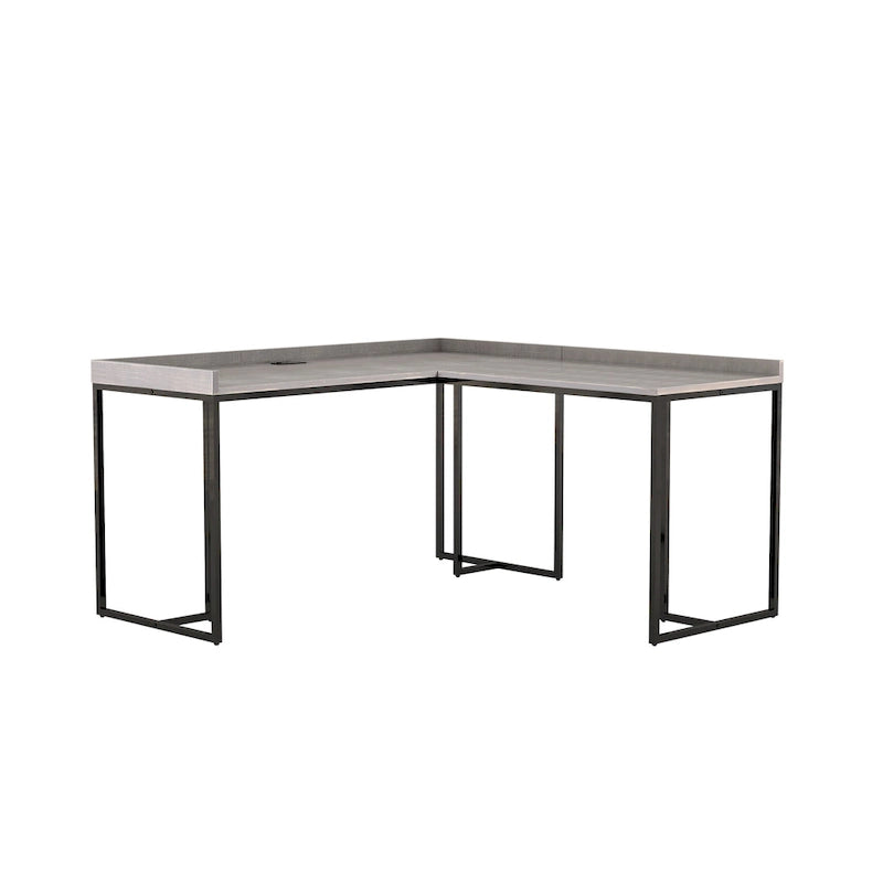 Industrial 59-inch Metal L-Shape Computer Desk with USB