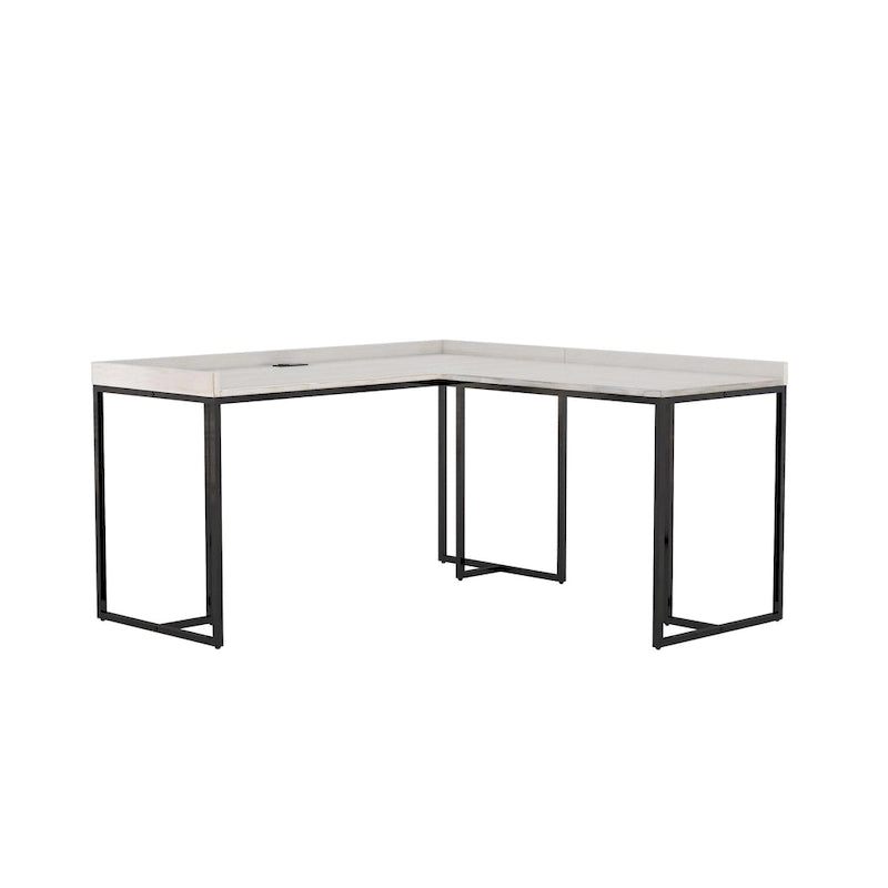 Industrial 59-inch Metal L-Shape Computer Desk with USB
