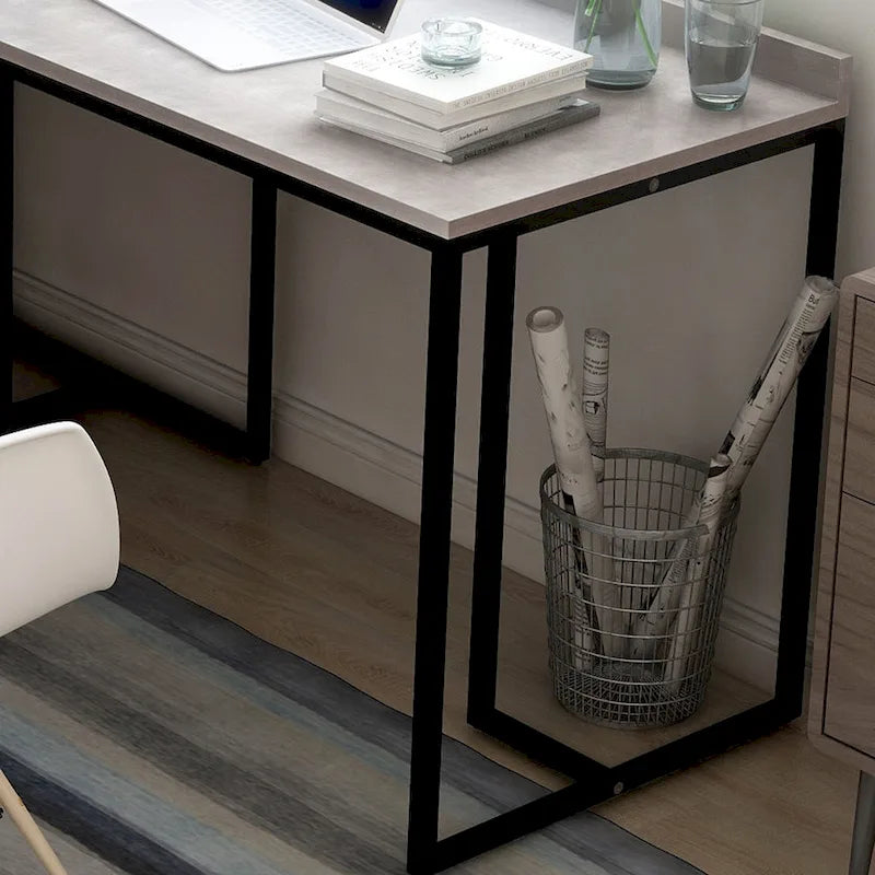 Industrial 59-inch Metal L-Shape Computer Desk with USB