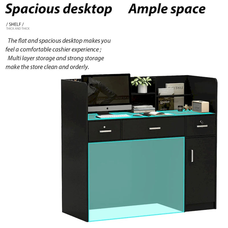 47.2 Reception Desk Counter Lockable Storage Reception Table Working