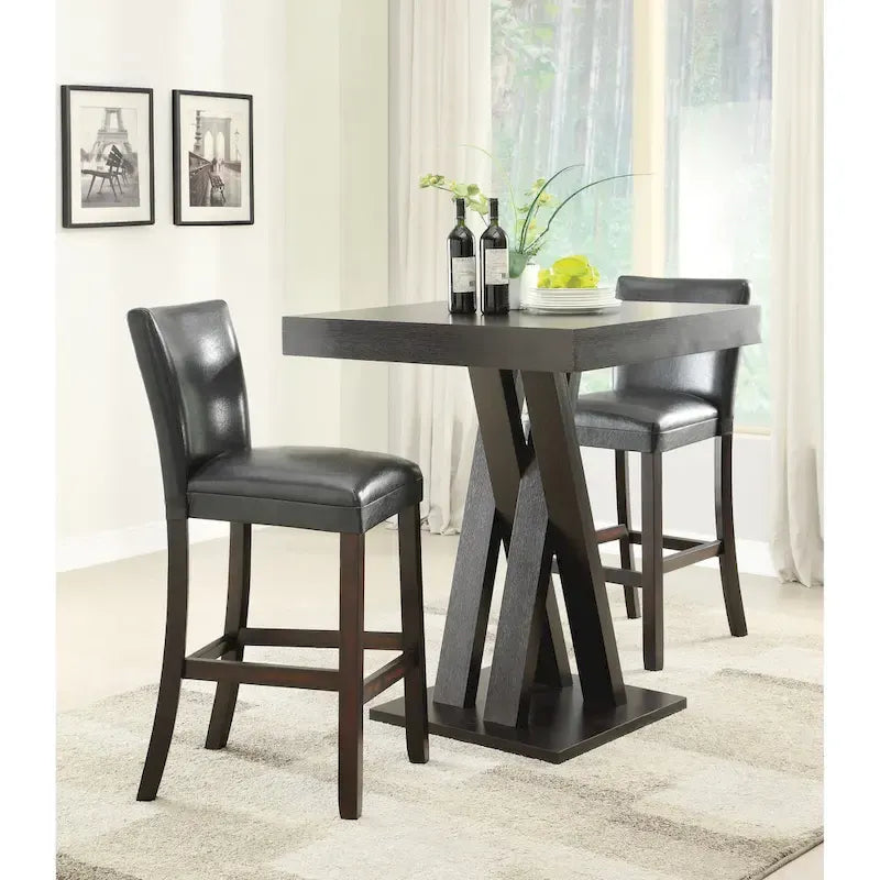 Cappuccino Double X Base Square Bar Table