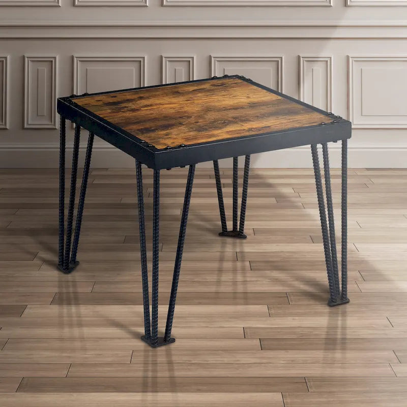 Industrial Black 24-inch Metal Square Side Table
