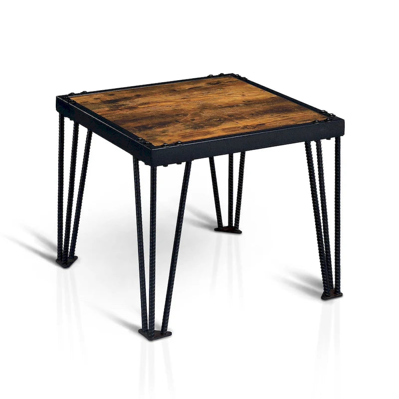 Industrial Black 24-inch Metal Square Side Table