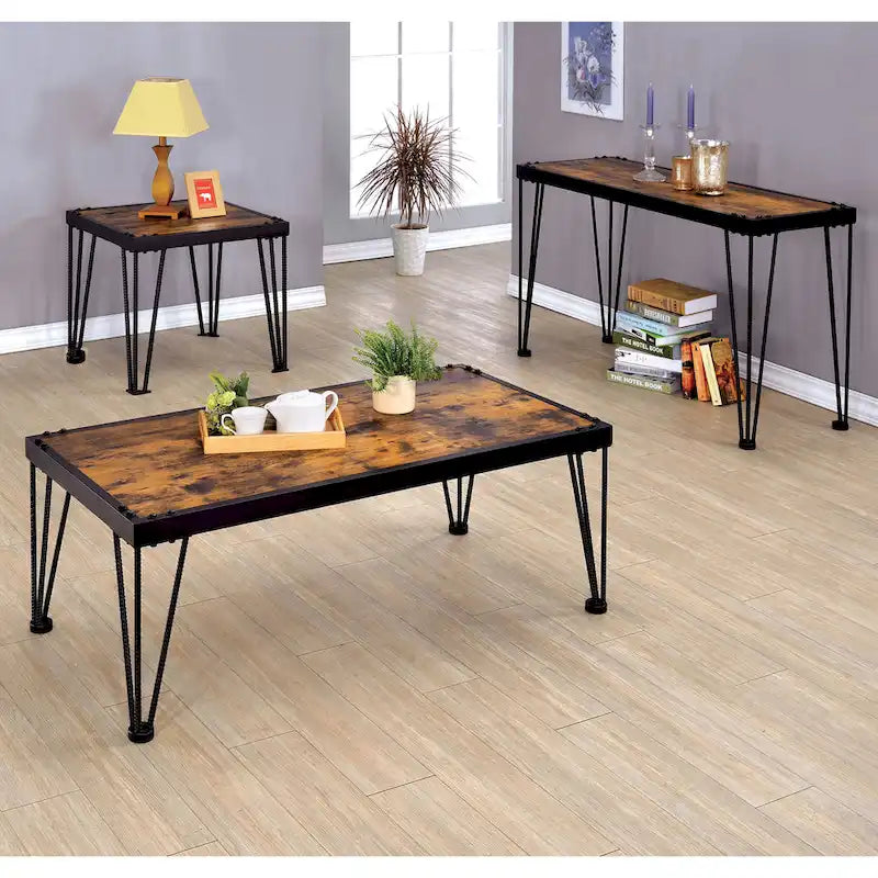 Industrial Black 24-inch Metal Square Side Table