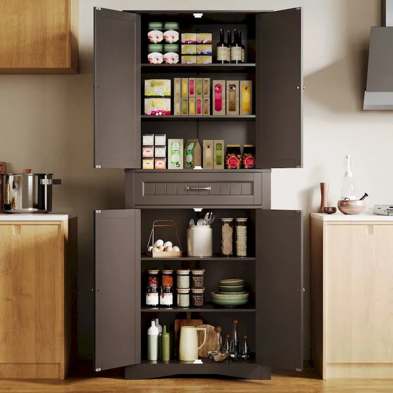 Meuble de rangement pour garde-manger de cuisine 71", buffet de rangement, meuble de rangement de cuisine autonome avec 4 étagères réglables