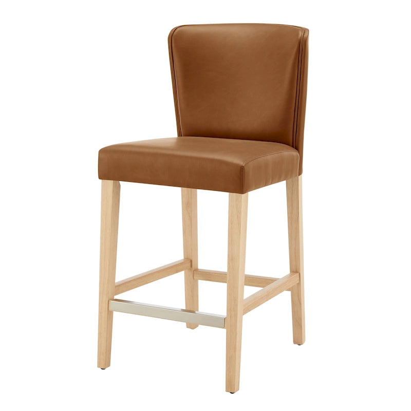 Faux Leather Counter Stool with Wing Back Profile