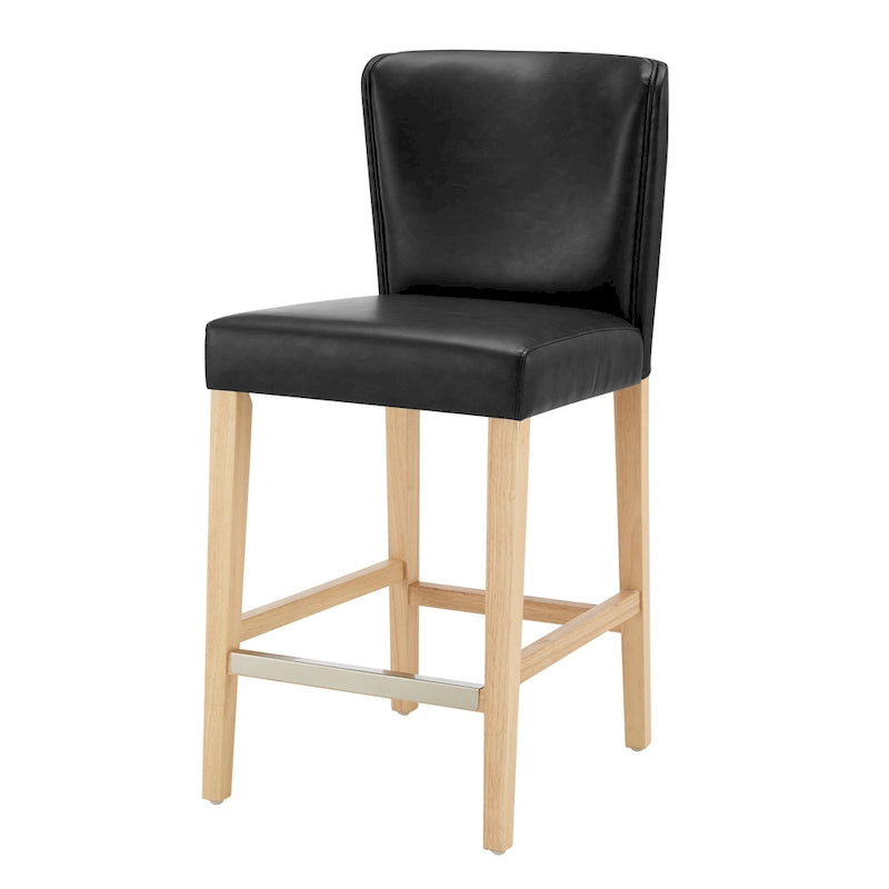 Faux Leather Counter Stool with Wing Back Profile