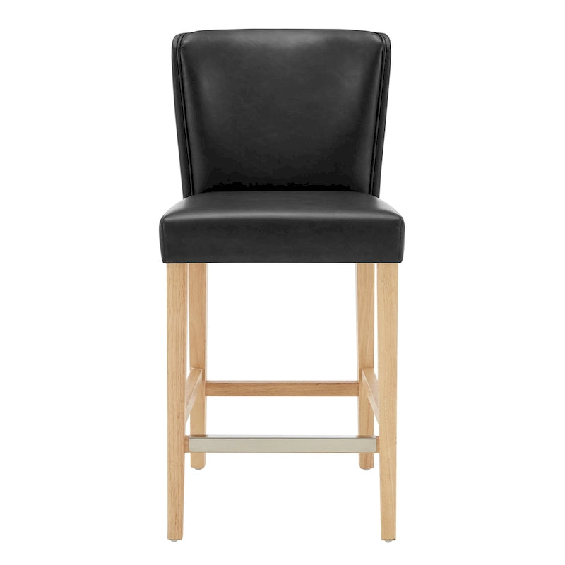 Faux Leather Counter Stool with Wing Back Profile