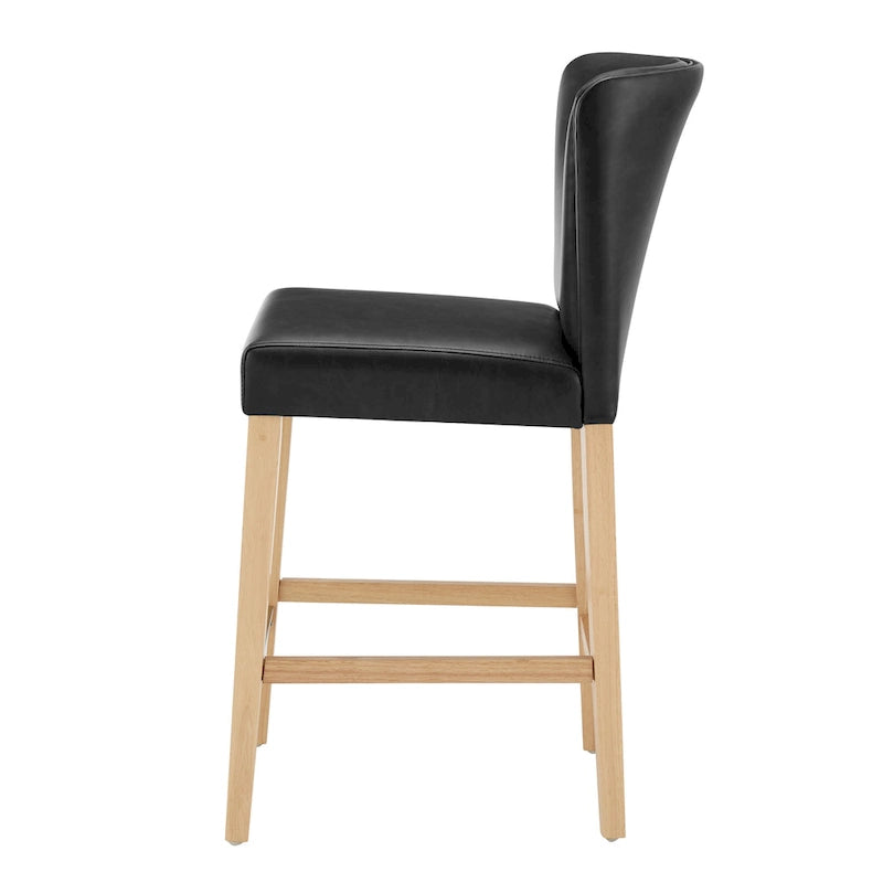 Faux Leather Counter Stool with Wing Back Profile