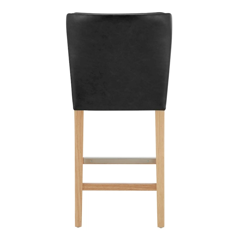 Faux Leather Counter Stool with Wing Back Profile