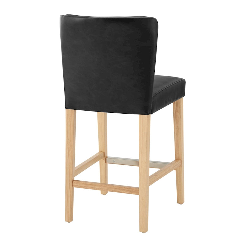 Faux Leather Counter Stool with Wing Back Profile