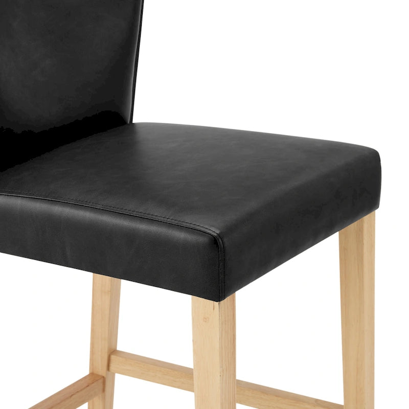 Faux Leather Counter Stool with Wing Back Profile