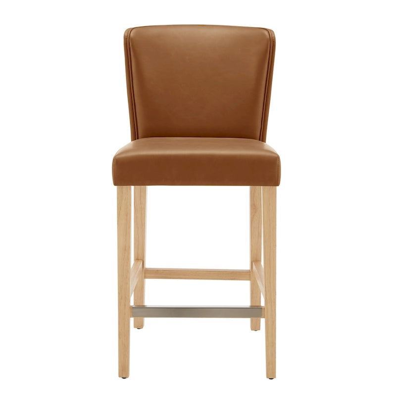 Faux Leather Counter Stool with Wing Back Profile