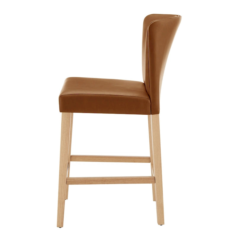 Faux Leather Counter Stool with Wing Back Profile