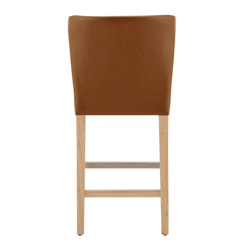 Faux Leather Counter Stool with Wing Back Profile