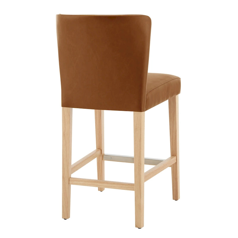 Faux Leather Counter Stool with Wing Back Profile