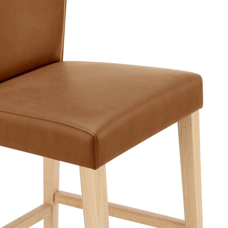 Faux Leather Counter Stool with Wing Back Profile