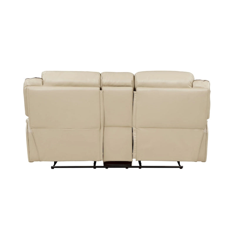 76-inch Manual Dual Recliner Loveseat with Cupholder - Beige Faux Leather