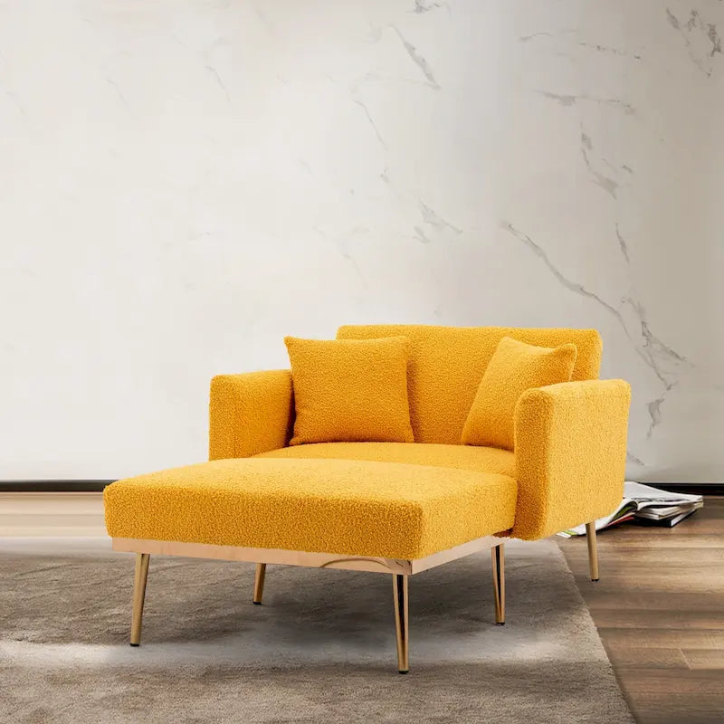62-inch Modern Teddy Fabric Convertible Chaise Lounge Chair Bed