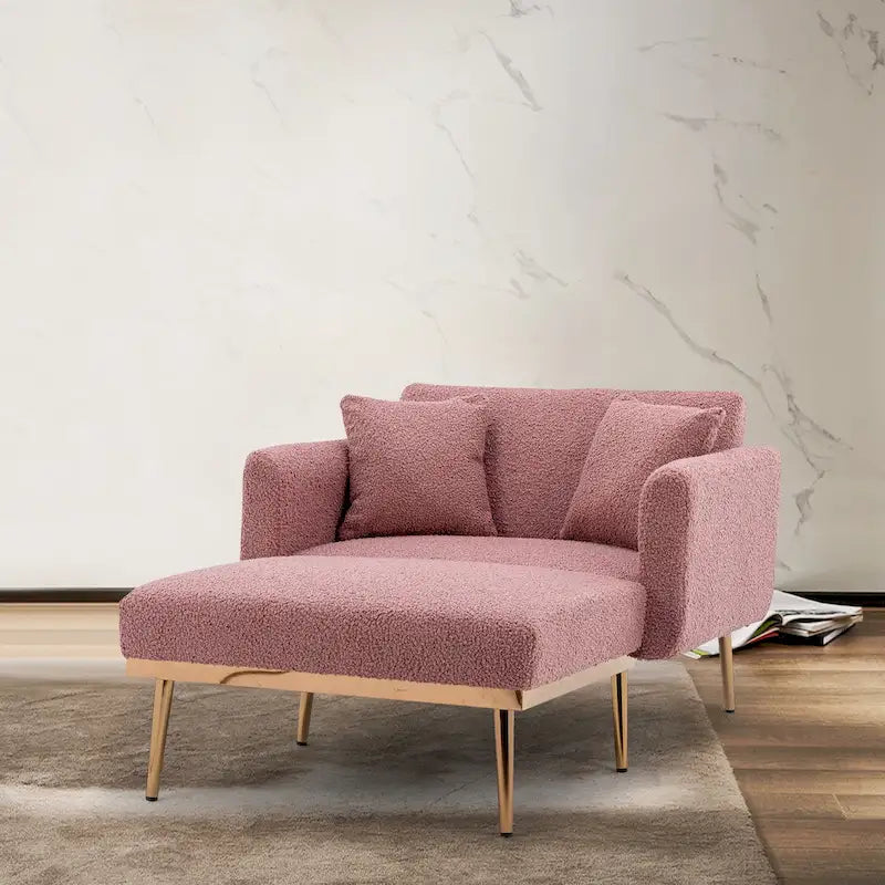 62-inch Modern Teddy Fabric Convertible Chaise Lounge Chair Bed