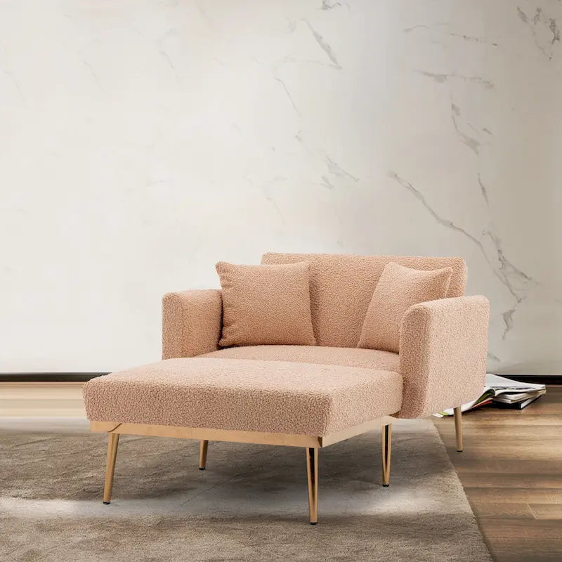 62-inch Modern Teddy Fabric Convertible Chaise Lounge Chair Bed