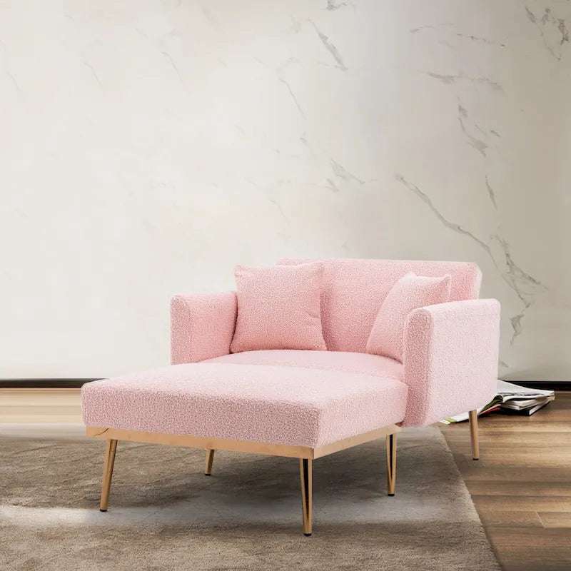 62-inch Modern Teddy Fabric Convertible Chaise Lounge Chair Bed