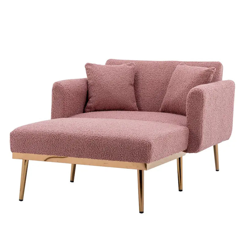 62-inch Modern Teddy Fabric Convertible Chaise Lounge Chair Bed