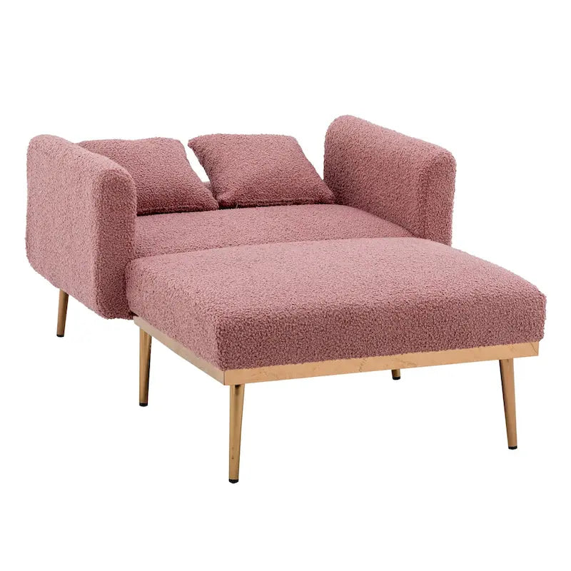 62-inch Modern Teddy Fabric Convertible Chaise Lounge Chair Bed