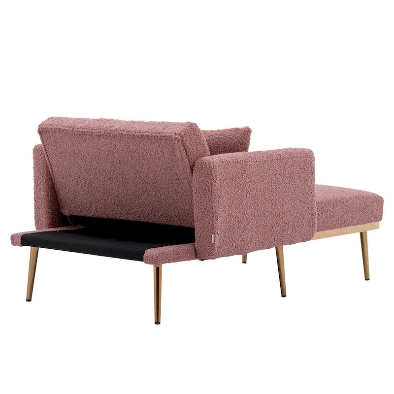 62-inch Modern Teddy Fabric Convertible Chaise Lounge Chair Bed