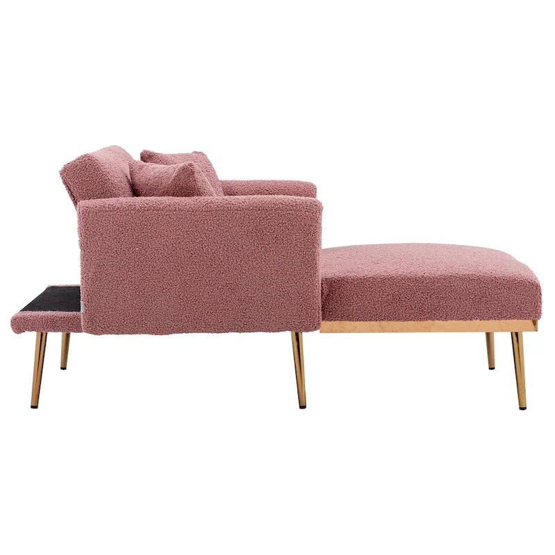62-inch Modern Teddy Fabric Convertible Chaise Lounge Chair Bed