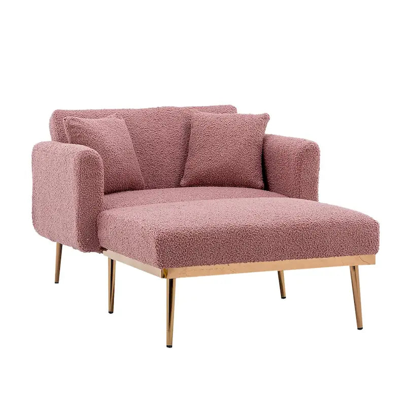 62-inch Modern Teddy Fabric Convertible Chaise Lounge Chair Bed
