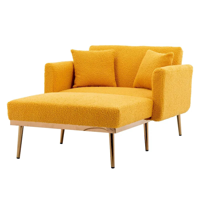 62-inch Modern Teddy Fabric Convertible Chaise Lounge Chair Bed