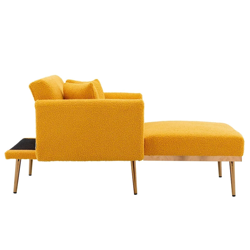 62-inch Modern Teddy Fabric Convertible Chaise Lounge Chair Bed