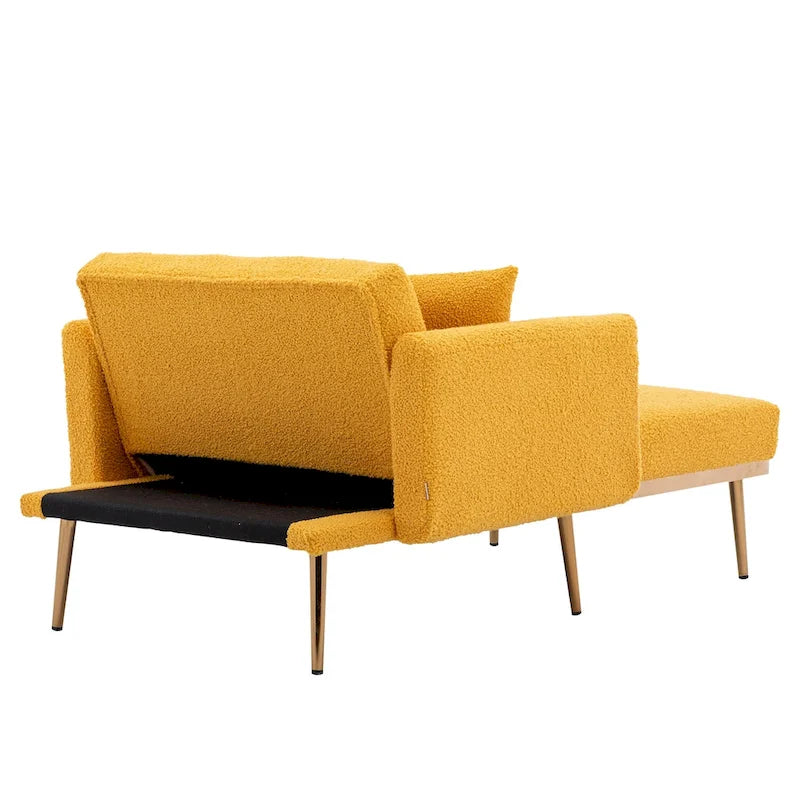 62-inch Modern Teddy Fabric Convertible Chaise Lounge Chair Bed