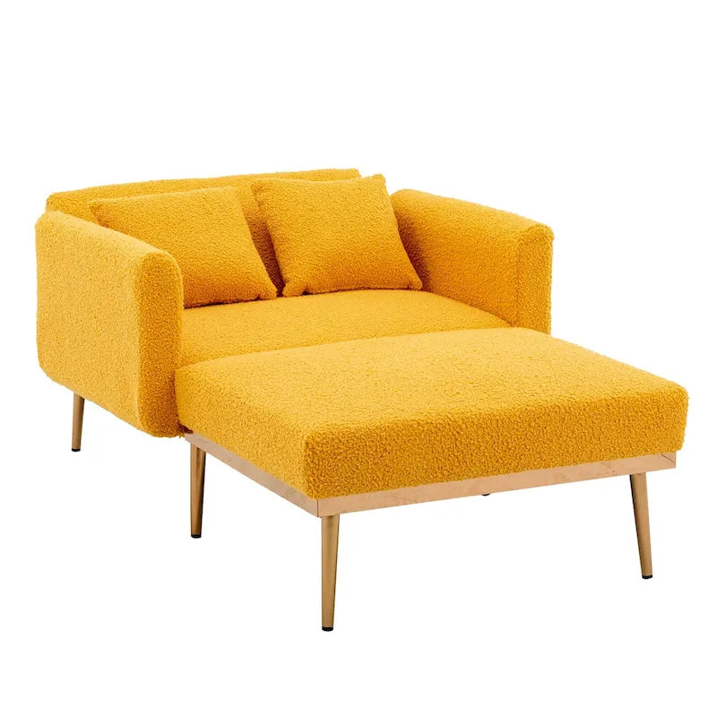 62-inch Modern Teddy Fabric Convertible Chaise Lounge Chair Bed