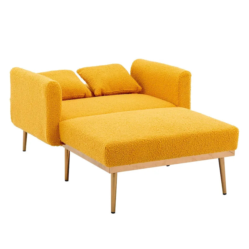 62-inch Modern Teddy Fabric Convertible Chaise Lounge Chair Bed