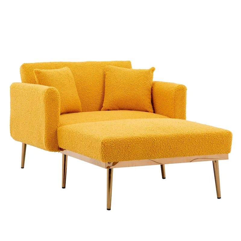 62-inch Modern Teddy Fabric Convertible Chaise Lounge Chair Bed