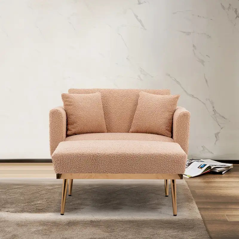 62-inch Modern Teddy Fabric Convertible Chaise Lounge Chair Bed