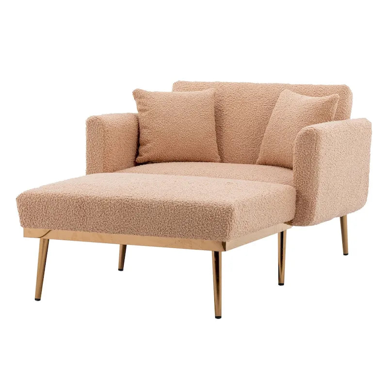 62-inch Modern Teddy Fabric Convertible Chaise Lounge Chair Bed