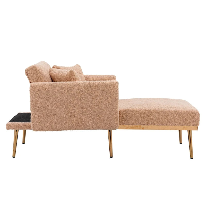 62-inch Modern Teddy Fabric Convertible Chaise Lounge Chair Bed