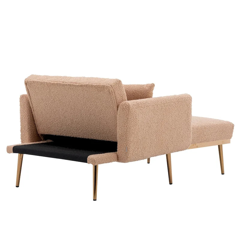 62-inch Modern Teddy Fabric Convertible Chaise Lounge Chair Bed