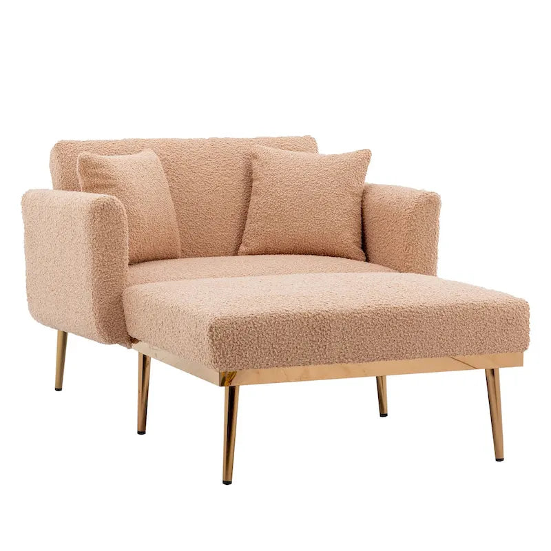 62-inch Modern Teddy Fabric Convertible Chaise Lounge Chair Bed