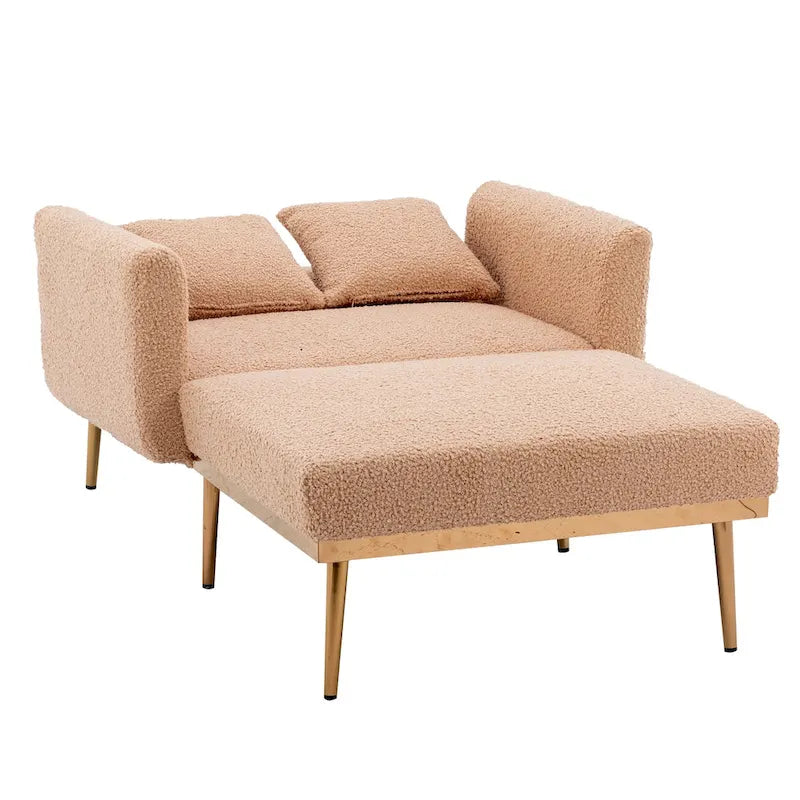 62-inch Modern Teddy Fabric Convertible Chaise Lounge Chair Bed